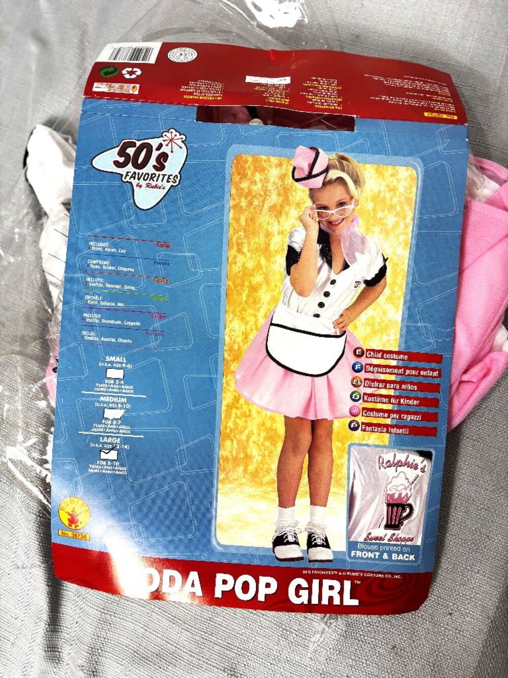 5o’s Ralphie’s Soda Pop Girl Costume by Rubie’s NWT NOS Child Sz 12-14